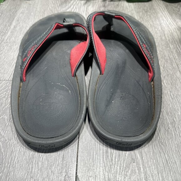 OluKai Kipi Thong Sandals Men\'s Size 9 Black Flip Flops Slip On Slides